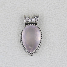 Deep Pink Rose Quartz Pendant - Sterling Sliver Rose Quartz