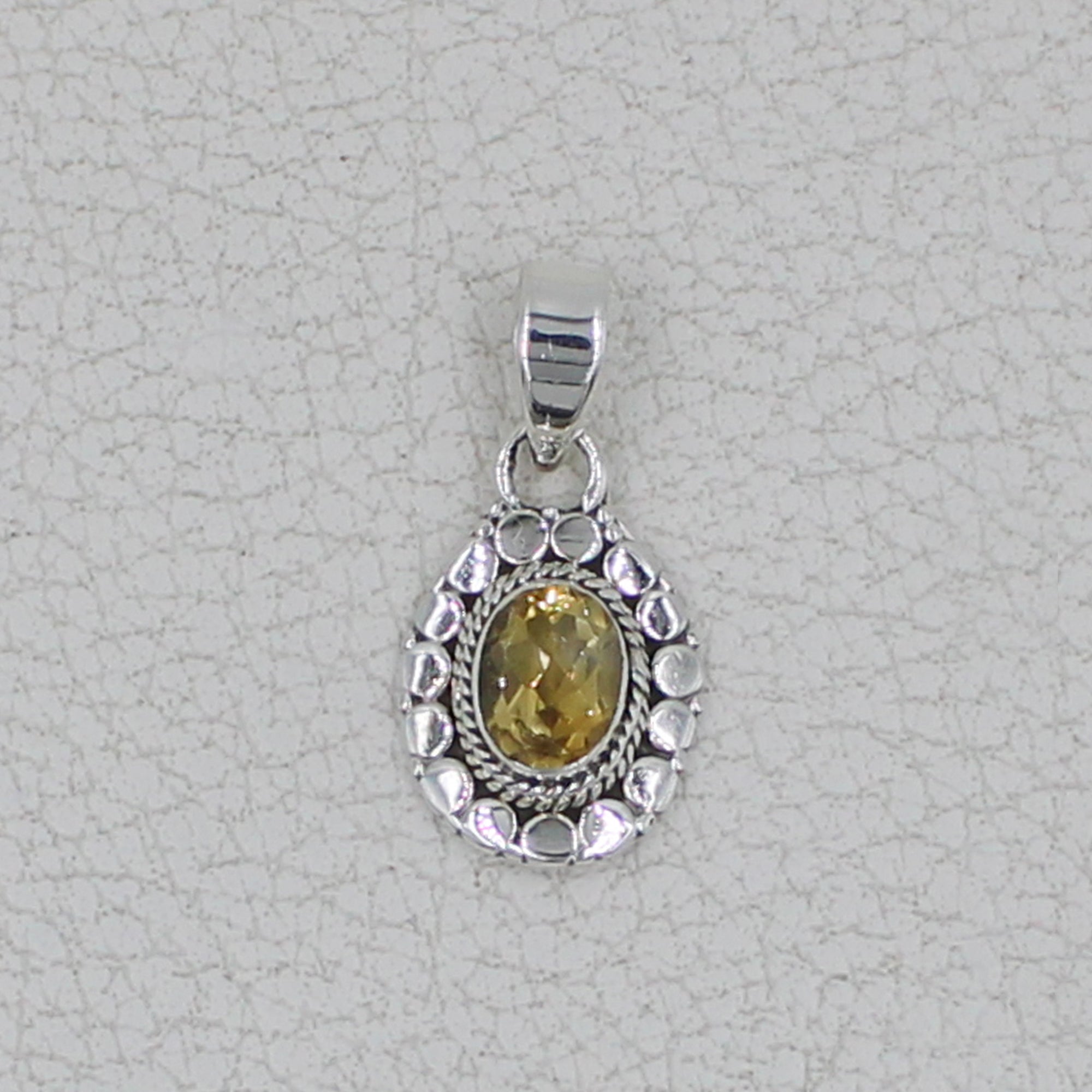 Natural Citrine Silver Pendant