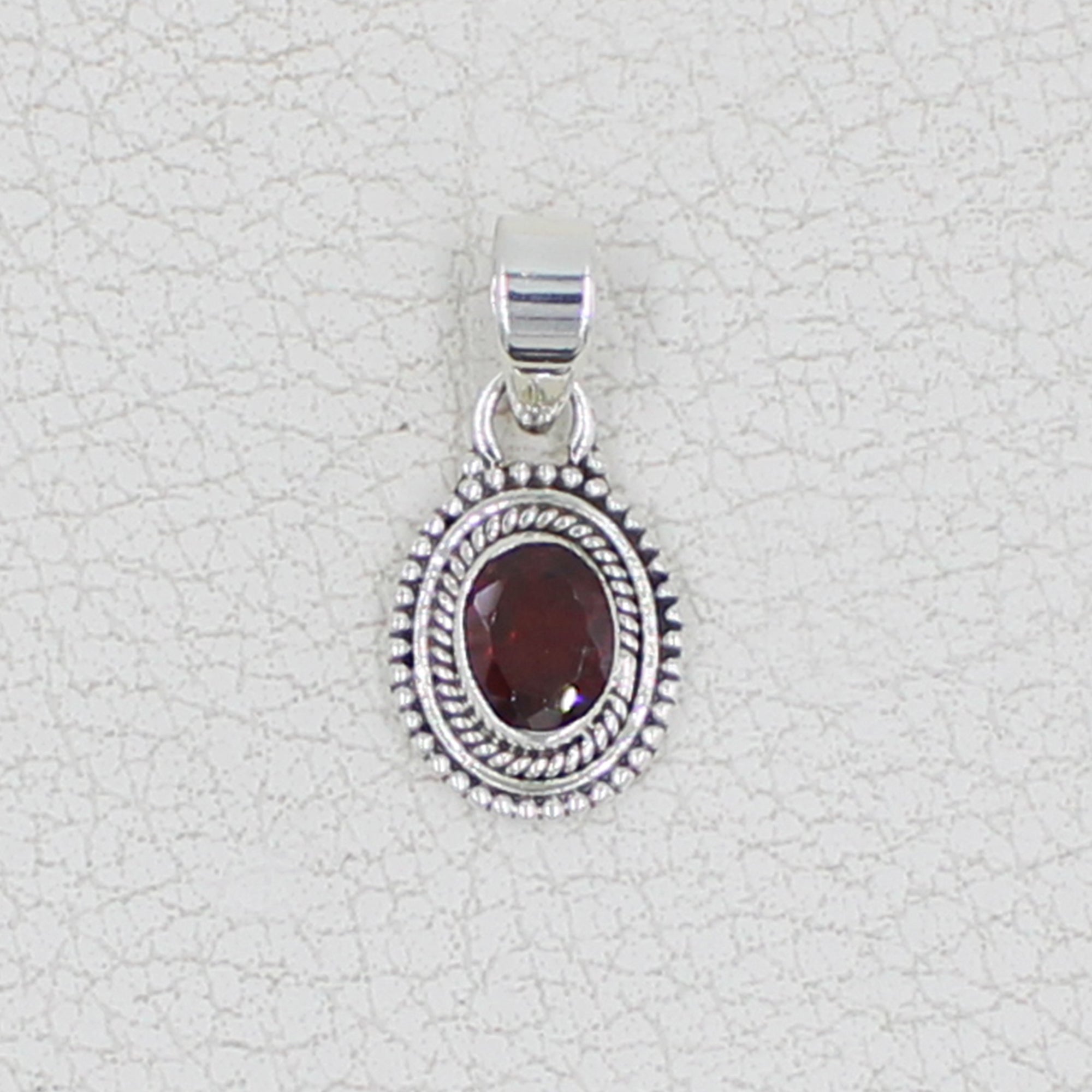 Garnet Sterling Silver Pendant for Women