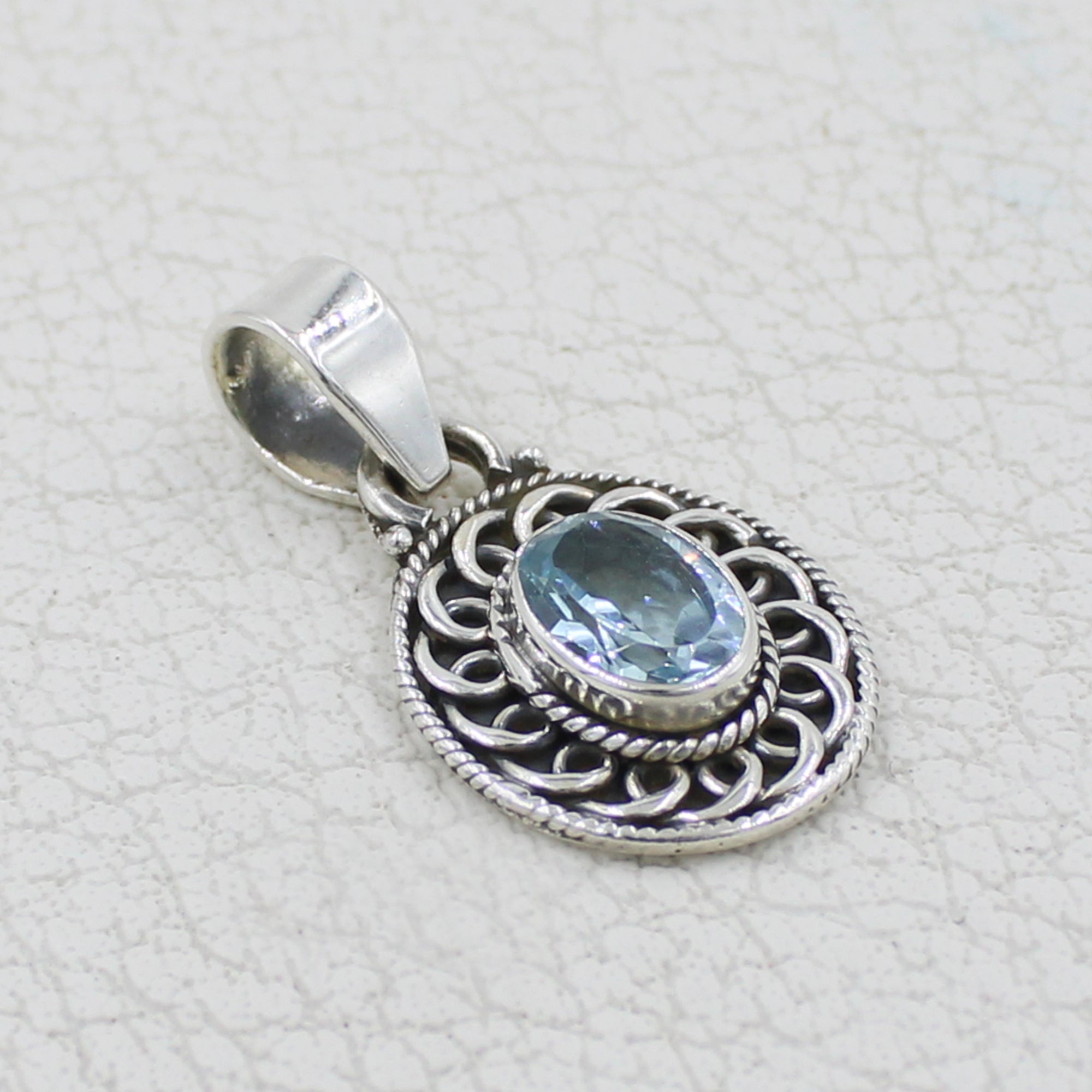 Blue Topaz Sterling Silver Pendant