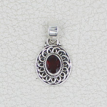 Garnet Sterling Silver Pendant