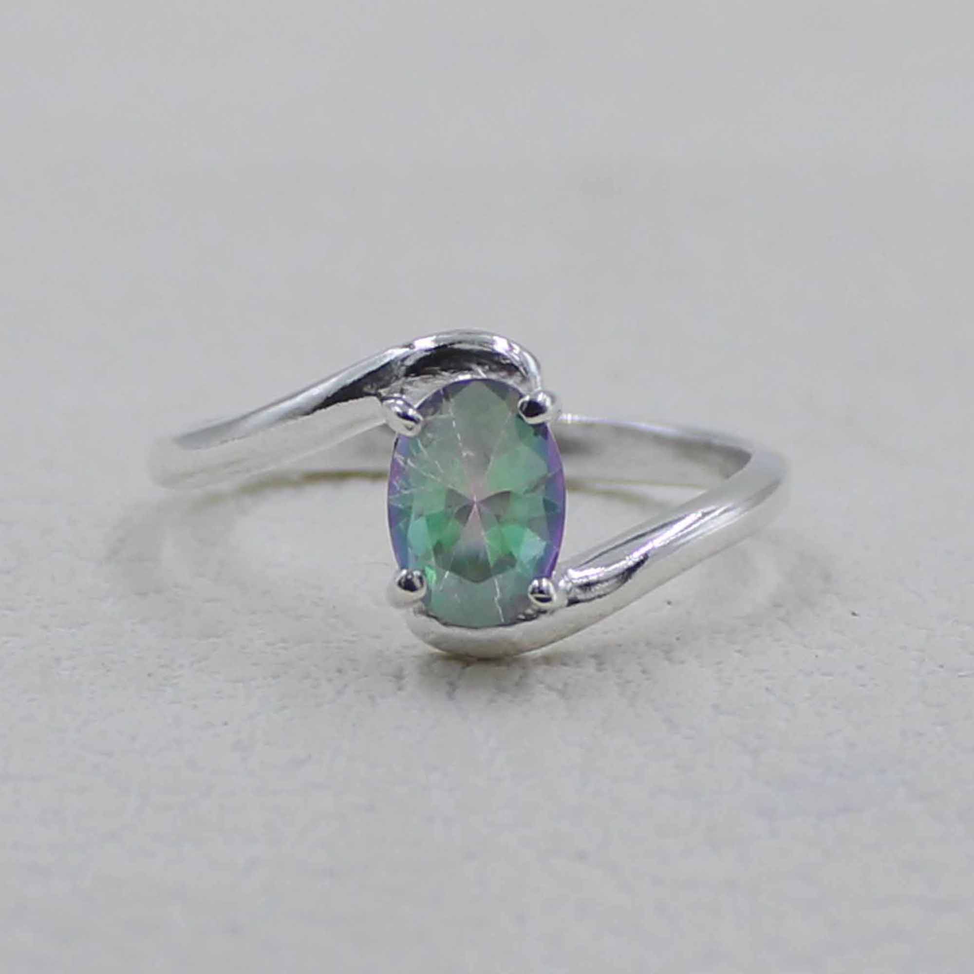 Minimalist Mystic Topaz Engagement Ring