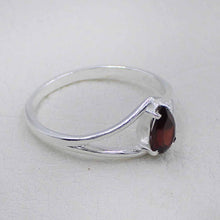 Teardrop Garnet Gemstone Ring – Silver V-Shape Design