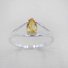 Teardrop Garnet Gemstone Ring – Silver V-Shape Design