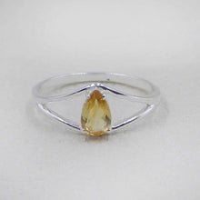 Teardrop Garnet Gemstone Ring – Silver V-Shape Design