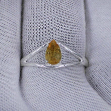 Teardrop Garnet Gemstone Ring – Silver V-Shape Design