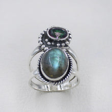 Sterling Silver Labradorite & Mystic Topaz Dual Stone Ring