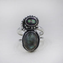 Sterling Silver Labradorite & Mystic Topaz Dual Stone Ring
