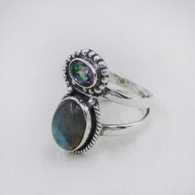 Sterling Silver Labradorite & Mystic Topaz Dual Stone Ring