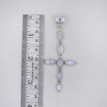 Rainbow Moonstone Holly Cross in Sterling Silver