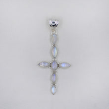 Rainbow Moonstone Holly Cross in Sterling Silver