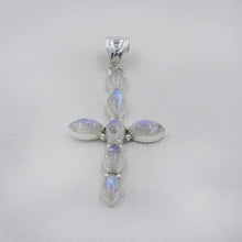Rainbow Moonstone Holly Cross in Sterling Silver