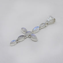 Rainbow Moonstone Holly Cross in Sterling Silver
