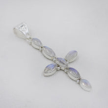 Rainbow Moonstone Holly Cross in Sterling Silver
