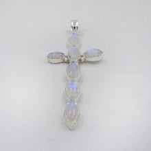 Moonstone Holly Cross in Sterling Silver Pendant