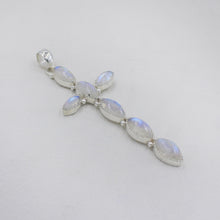 Moonstone Holly Cross in Sterling Silver Pendant