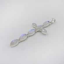 Moonstone Holly Cross in Sterling Silver Pendant