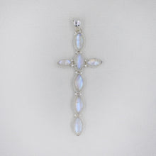 Moonstone Holly Cross in Sterling Silver Pendant