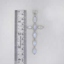 Moonstone Holly Cross in Sterling Silver Pendant