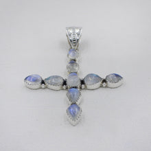 925 Sterling Silver Moonstone Cross Pendant