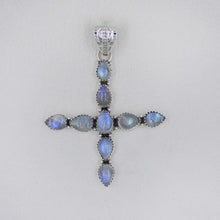 925 Sterling Silver Moonstone Cross Pendant