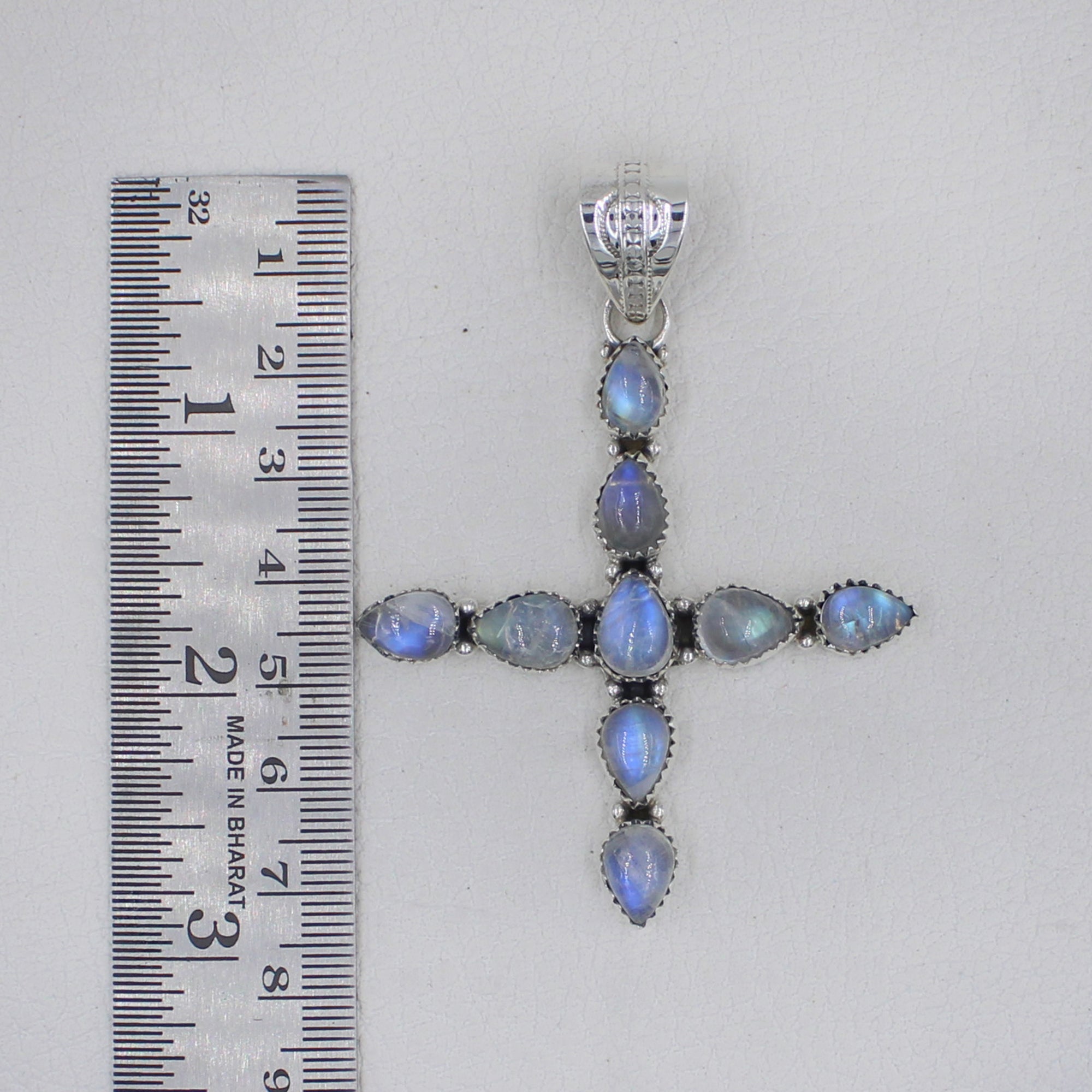 925 Sterling Silver Moonstone Cross Pendant