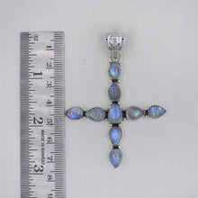 925 Sterling Silver Moonstone Cross Pendant