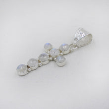 Rainbow Moonstone Silver Cross Pendant