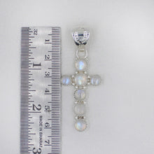Rainbow Moonstone Silver Cross Pendant