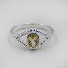 Sterling Silver Twisted Band Ring with Oval Citrine Gemstone
