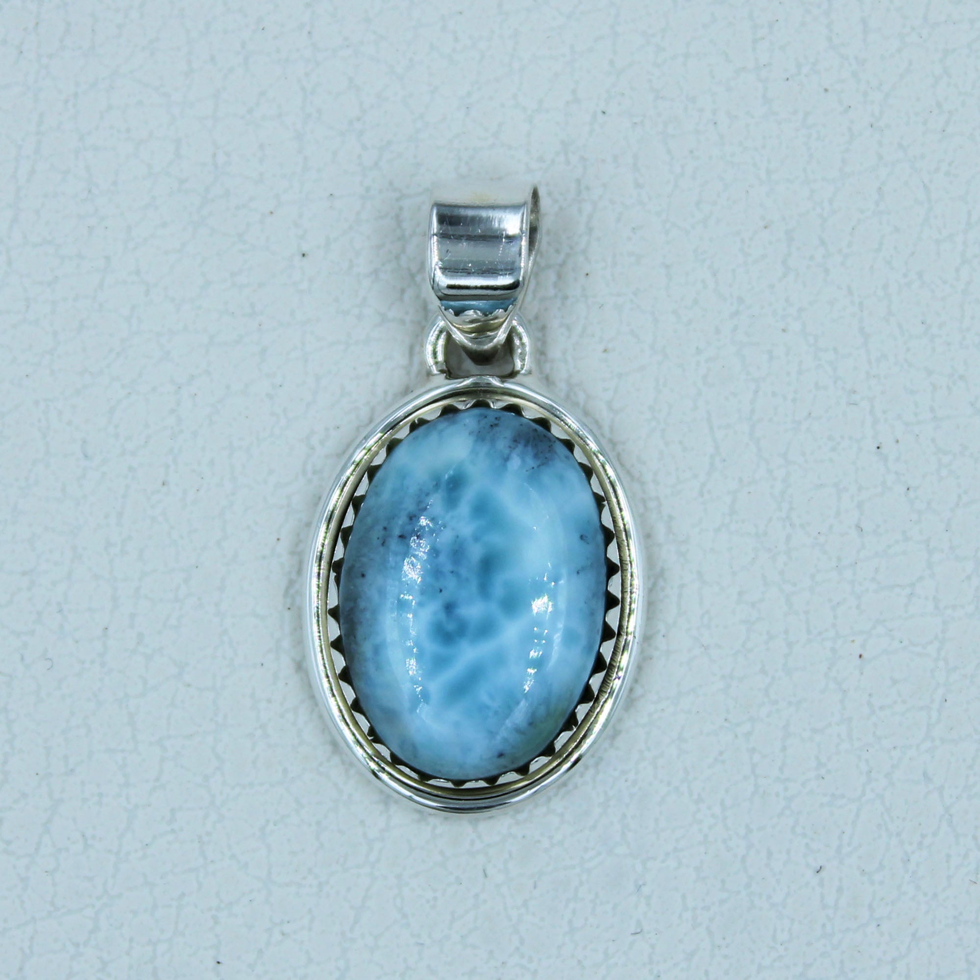 Larimar Gemstone Designer Handmade Pendant in 925 Sterling Silver