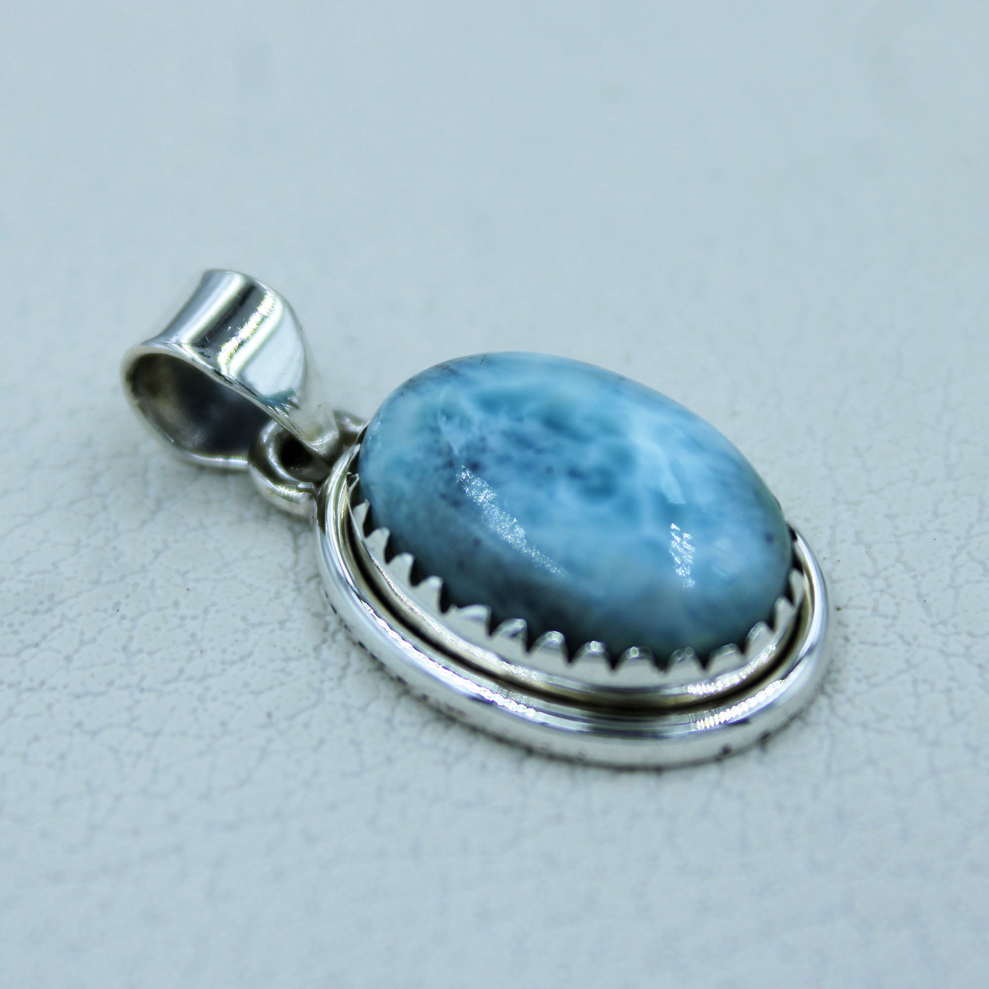 Larimar Gemstone Designer Handmade Pendant in 925 Sterling Silver