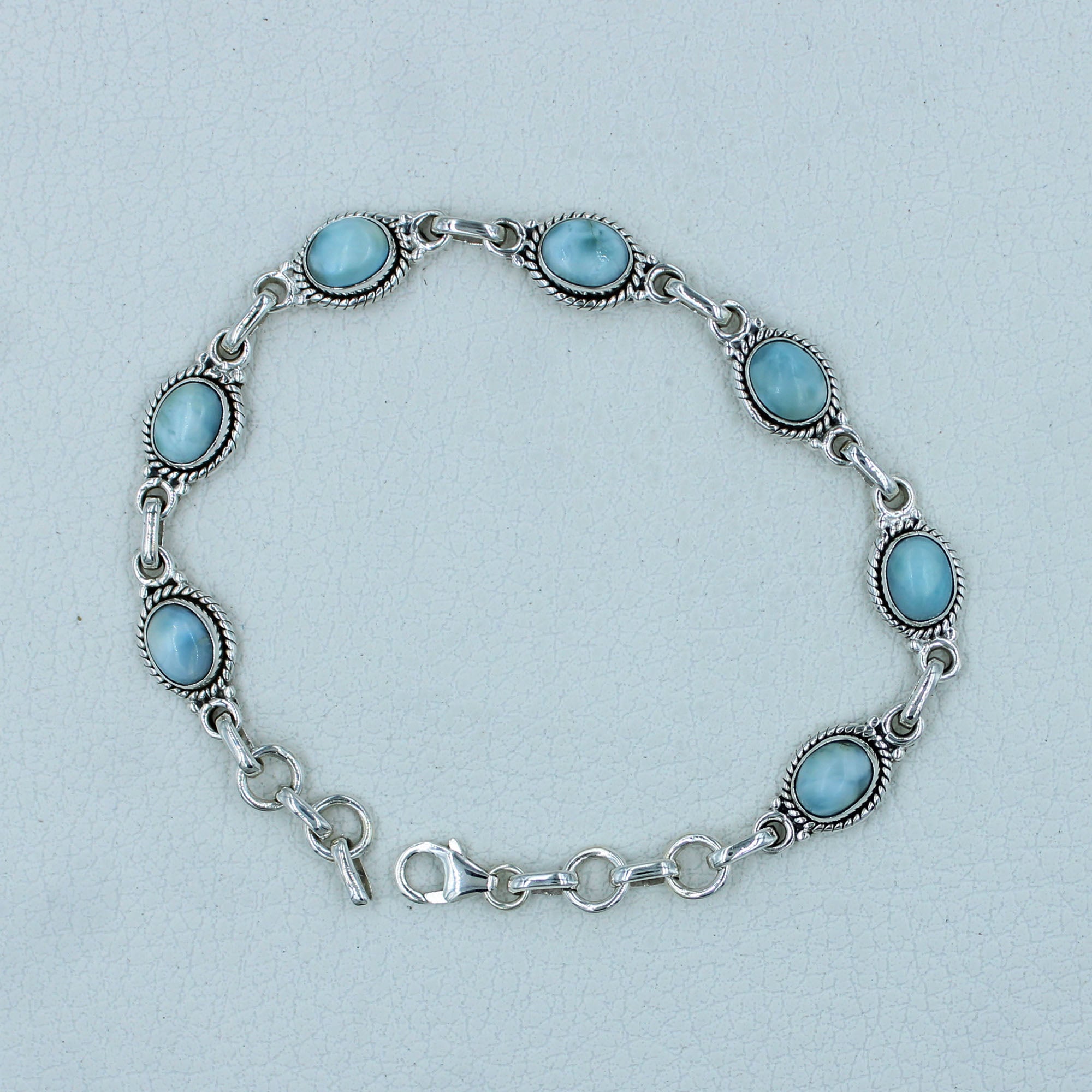 Larimar Cabochon Bracelet - 925 Silver Jewelry