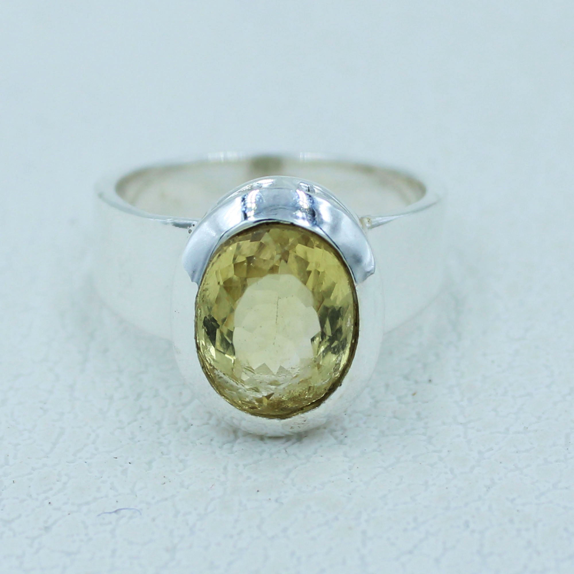 925 Silver Citrine November Birthstone Ring Size 7