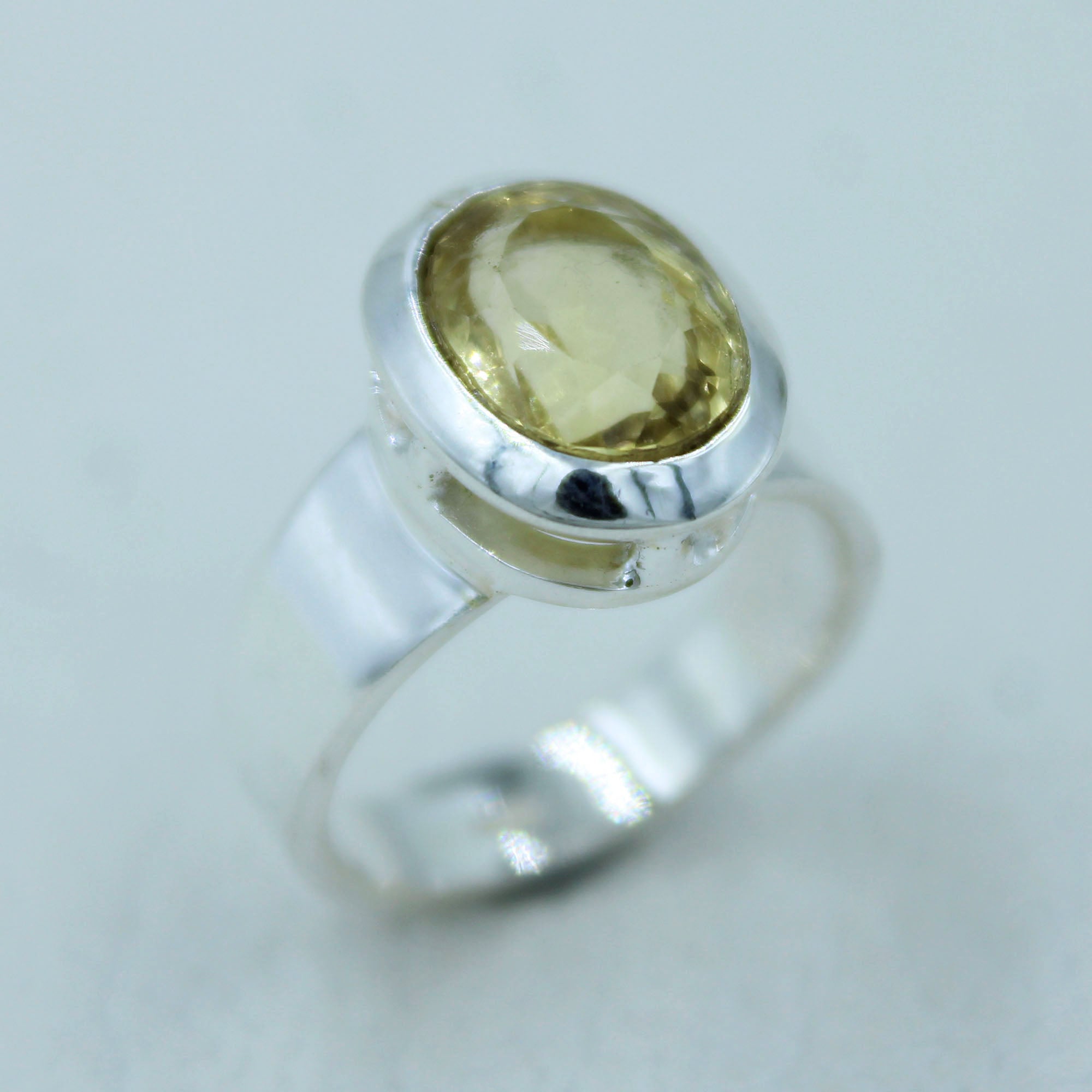 925 Silver Citrine November Birthstone Ring Size 7