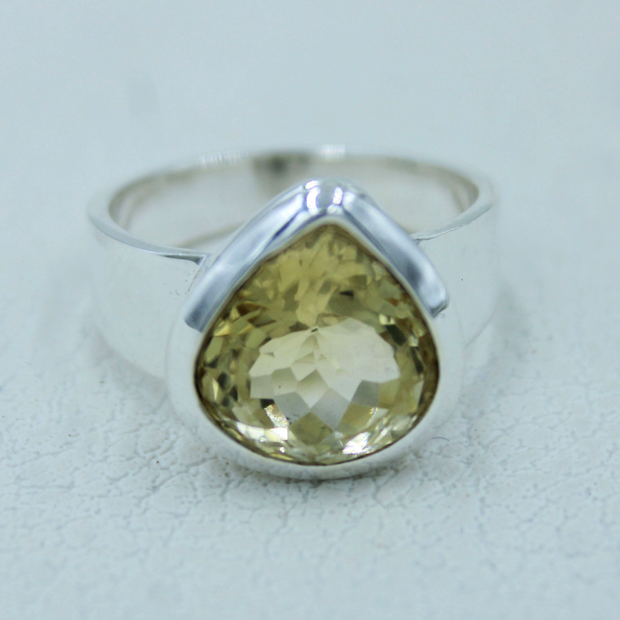 Solitaire Citrine Engagement Ring in Sterling Silver Size 8