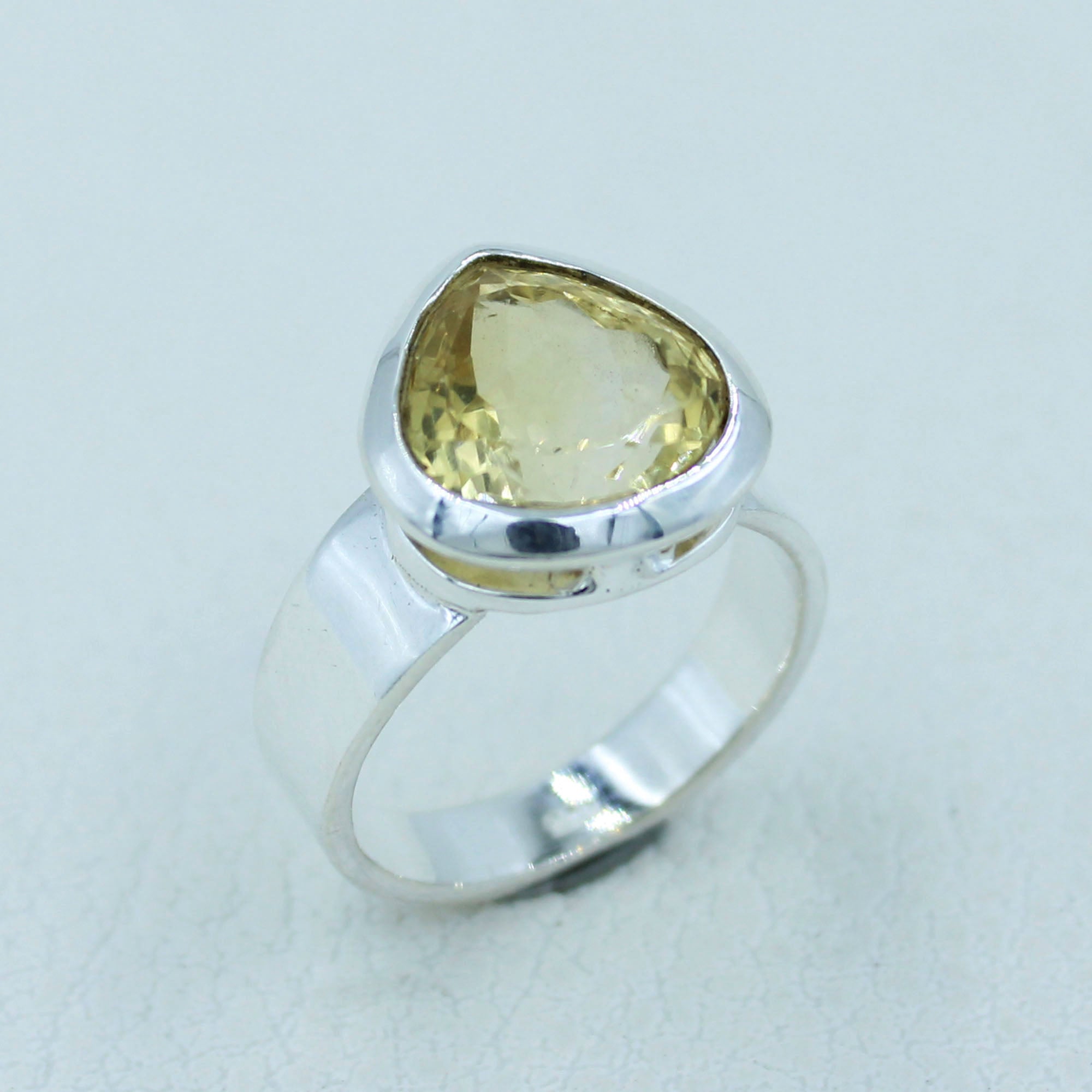 Solitaire Citrine Engagement Ring in Sterling Silver Size 8