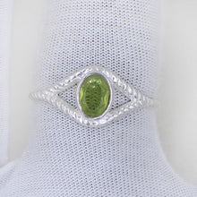 Sterling Silver Twisted Band Ring with Oval Peridot Gemstone