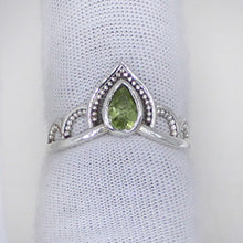 Sterling Silver Royal Crown Ring with Peridot Stone