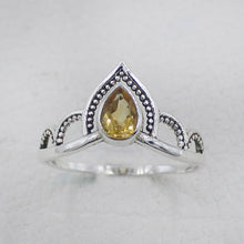 Sterling Silver Royal Crown Ring with Citrine Stone
