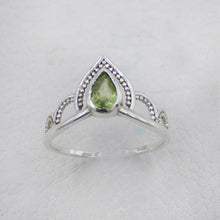 Sterling Silver Royal Crown Ring with Peridot Stone