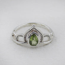 Sterling Silver Royal Crown Ring with Peridot Stone