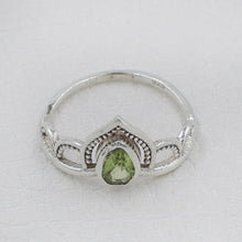 Sterling Silver Royal Crown Ring with Peridot Stone