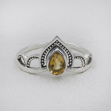 Sterling Silver Royal Crown Ring with Citrine Stone