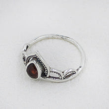 Sterling Silver Royal Crown Ring with Garnet Stone