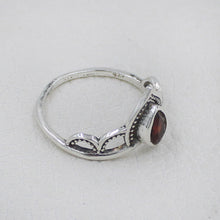 Sterling Silver Royal Crown Ring with Garnet Stone