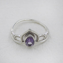 Sterling Silver Royal Crown Ring with Garnet Stone