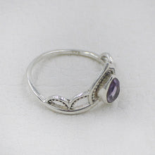 Sterling Silver Royal Crown Ring with Garnet Stone