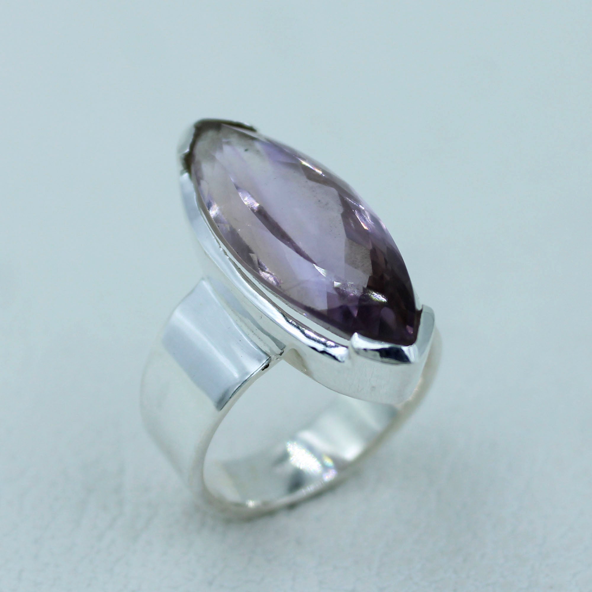 Marquise Amethyst Sterling Silver Ring For Women's 10