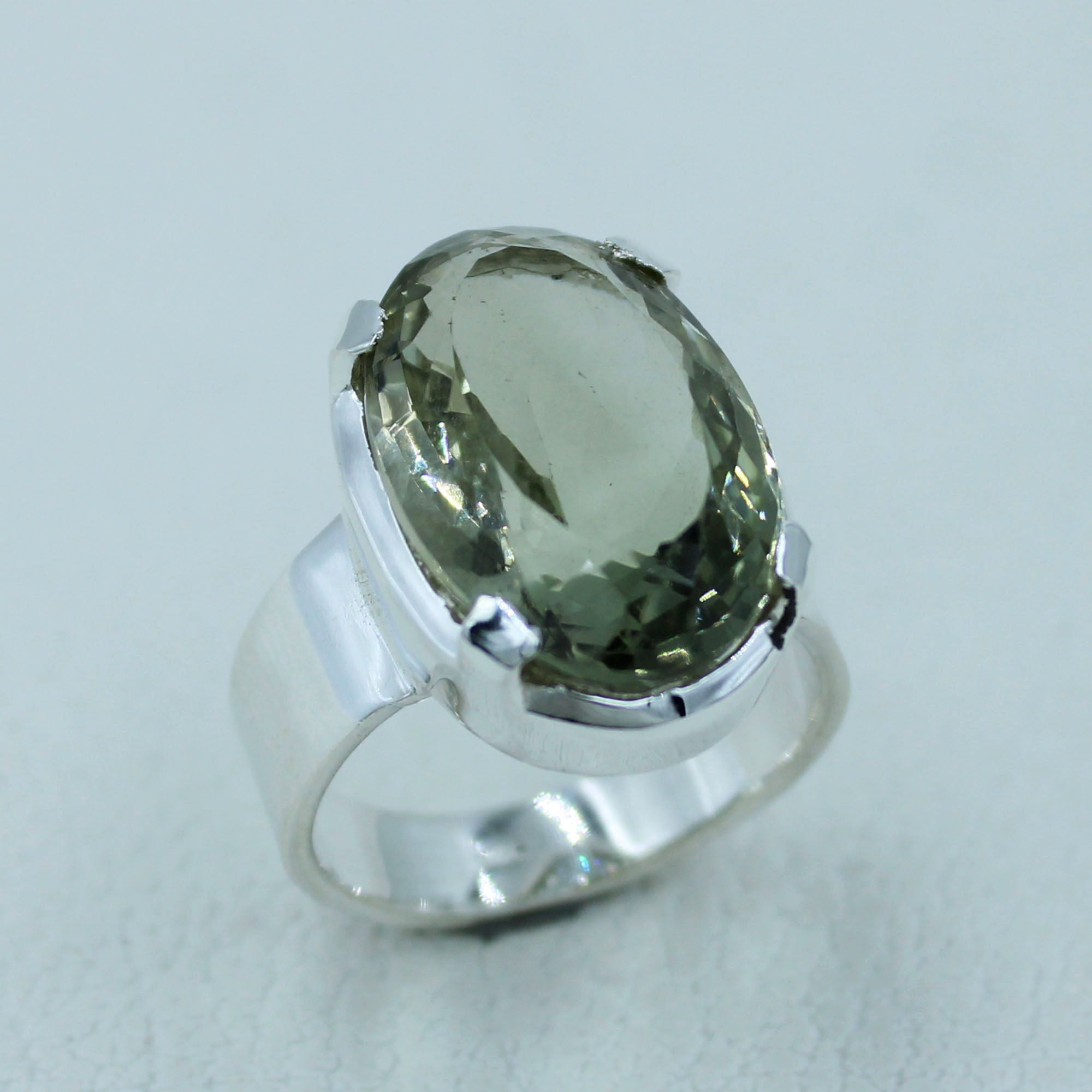 Prasiolite / Green Amethyst Sterling Silver Ring Size 9